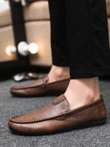 New Breathable Casual Shoes Driving Loafers Men Soft Bottom Loafers - Brown - View 1