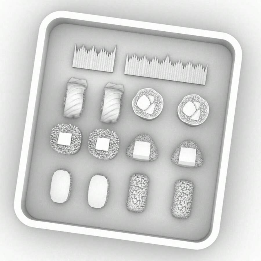 Sushi 3D Resin Casting Mold Kit, Silicone Mold Accessories, Resin Liquid Mold, Resin Keychain Silicone Mold, Resin Mold - White - View 1