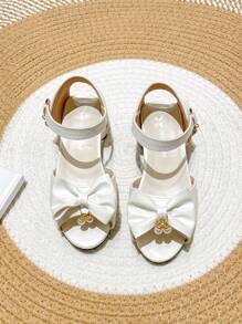 Sandali con tacco alto da ragazza, scarpe casual da vestire con design a farfalla e perle, décolleté da principessa per bambini grandi, adatte per l estate