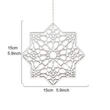 1pc Creative Wooden Hollow Hexagon, Octagon, Moon Shape Decor Hanging Ornaments, Modern Wooden Mirror Design Cozy Interior Wall Decor Hanging Accessories, Suitable For Holiday Party Decorations, Home Decor Gifts