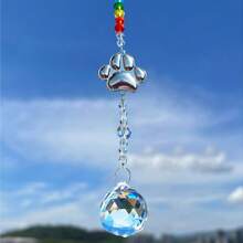 1Pc Pet Dog Cat Paw Print Sun Catcher Pet Memorial Gifts Crystals Prisms Dog Pet Sympathy Hanging Window Garden Decor Wind Chime Rainbow Maker Suncatcher Loss Of Dog Gift Rainbow Bridge Sympathy Gift For Pet Lovers, Window Decor & Friend Birthday Keepsake