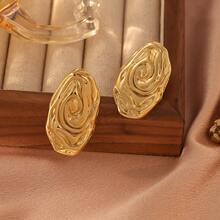 1 对 18K 镀不锈钢纹理几何耳环，奢华风格，适合女性参加派对、约会、工作时佩戴