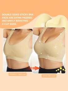 1 par de almohadillas adhesivas por ambos lados para sujetador para mujer, insertos de elevación instantánea ultra para sujetador push-up, almohadillas para bikini, sujetador deportivo, fiesta