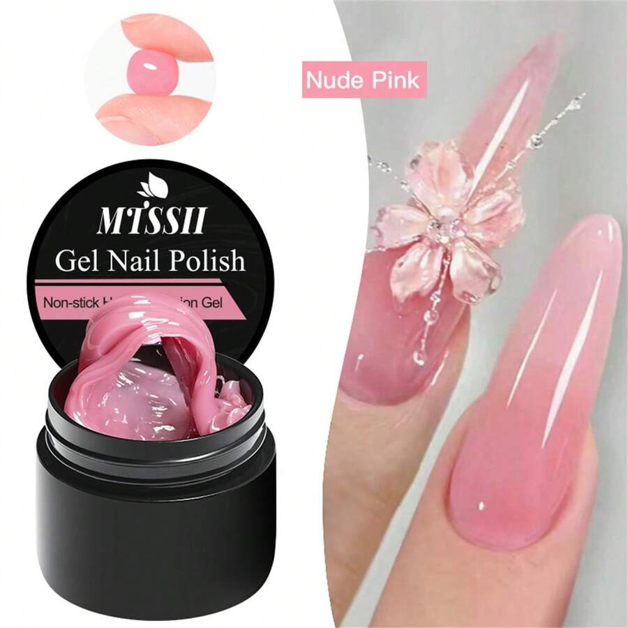 Mtssii 8ml Clear Non Stick Hand Extension Gel Nail Polish For 3D Shaping Nail Art Solid Milky Jelly Hard Gel For Fake Nail Carving Flower Nail Art Acrylic Gel Varnish Solid Builder Gel Easy To Operate Manicure For Home And Slaon - 粉色 - 查看 1