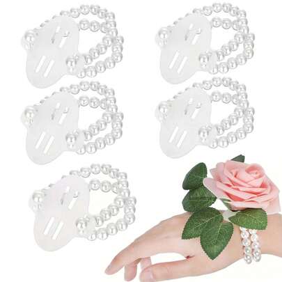 1 peça/5 peças/8 peças pulseiras corsage, 8 peças pulseiras corsage, pulseiras elásticas de pérola elástica para festa de casamento, baile, faça você mesmo, suprimentos para corsage de pulso