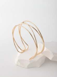 1 pieza Brazalete de metal con líneas cruzadas