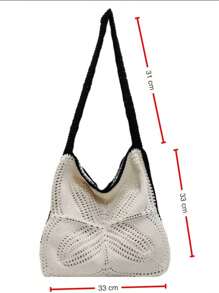 1pc Handmade Woven Bag, Artistic Style, 2025 New Korean Tote Bag, Hollow Out Knitted Bag, Summer Beach Vacation Pouch, Ideal For Summer, Vacation And Daily Use, Travel Essential