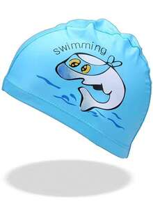 New Cartoon Swimming Cap, Waterproof Ear Protection PU Swimming Hat - Multicolor - View 3
