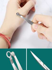 1pc Stainless Steel Round Head Nose Hair Trimmer, Blackhead Tweezers, Beard Trimmer, Eyebrow Trimmer, Beauty Tool