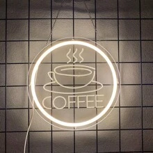 Enseigne au néon café, enseigne murale décorative commerciale de bar à café, lumières au néon, enseigne lumineuse à LED de magasin de café, décoration de pièce esthétique, convient pour les cafés, restaurants, magasins commerciaux, coins café, bars, salles d'homme, fêtes, cadeaux d'anniversaire, éclairage néon café, alimenté par USB 5V, interrupteur de contrôle, facile à installer.