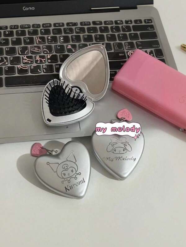 Sanrio Sanrio 1Pc Adorable Cartoon Dual-Purpose Mirror With Comb. It Is A Fashionable And Creative Foldable Comb, As Well As A DIY Sticker Portable Makeup Mirror. It Is One Of The Summer Travel Essentials. It Is Suitable For Carrying When Going Out Or On A Date. It Is A Great Choice For Gifts On Christmas, And Is Also Among The Mom Self Care Gifts. It Is Suitable For Gifting On Mother's Day And Can Be Included In The Holiday Gift Guide.