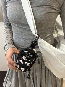 迷你小袋帆布零钱包，旅行战术包，适用于 、耳机、Galaxy Buds、硬币、钥匙、纸币 - 斑马纹、豹纹、奶牛纹、樱桃纹、雏菊纹