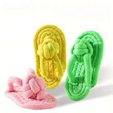 1 Pet Dog Polyester Rope Slipper Toys, With Knot Design For Grinding Teeth, Cleaning, And Training Functions, Simulating The Shape Of Real Slippers, Providing Long-Lasting Chewing And Entertainment Experience For Dogs And Cats (Random Color)