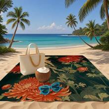 1pc Waterproof Sandproof Beach Blanket With Ocean Creature Design, Lightweight & Durable For Beach, Vacation, Outdoor Camping And Picnics