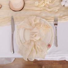 2 pièces l'ensemble : 1 nappe et 12 serviettes, tissu à fromage, style bohème campagnard, couleur crème, convient pour mariage, shower de mariée, jardin fête, rassemblement familial, anniversaire, décoration de la maison, événements festifs
