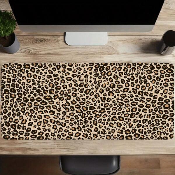 XXL Leopard Print Mouse Pad - 35.4 X 15.7 Inch Large Desk Mat, With Non-Slip Rubber Base And Durable Stitched Edges, Smooth Surface For Optimal Performance - Ideal For Home, Office And Gaming Enthusiasts