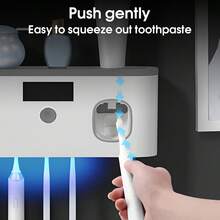 1 Pc Intelligent Toothbrush Sterilizer With Toothpaste Dispenser Wall-Mounted Toothbrush Holder, Toothbrush Rack And Sterilizer, Toothbrush Organizer With 5 Slots, Bathroom Accessory, Home Decor, Battery Capacity: 1200mAh - Multicolor - View 6