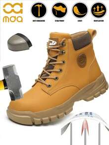 男士安全工作靴，大码高帮户外工业鞋，合成革鞋面搭配EVA鞋底，适用于建筑、采矿、徒步、狩猎等多种场合，春、秋、冬四季皆宜。