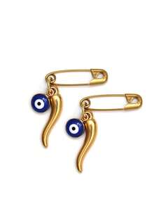 2 件眼形吊坠胸针套装，适合日常佩戴 - 彩色 - 查看 4