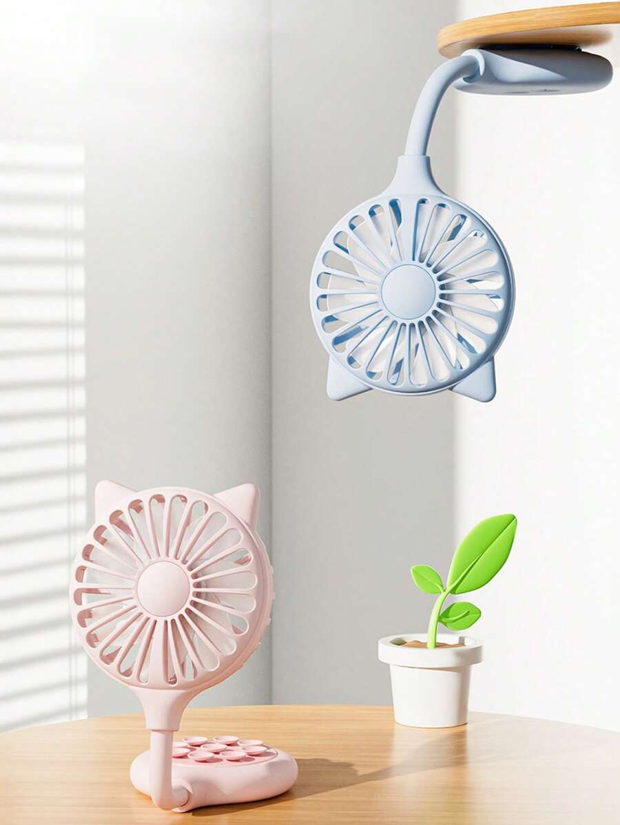 1pc USB Powered Desk Fan, Mini Portable Desktop Fan With 3 Wind Speeds For Indoor & Outdoor Use, Summer Cooling Fan, Pink/Blue/White