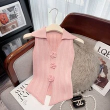 1 件女式花领针织 V 领毛衣，可拆卸领口，黑色、白色、粉色、紫色 - 韓版時尚百搭假領子 - 查看 3