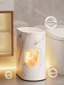 Kosz na śmieci z tworzywa sztucznego o fakturze marmuru z pokrywką, kwadratowy, odporny na zapachy kosz na śmieci, odpowiedni do łazienki, kuchni, salonu - nie wymaga zasilania, pasuje do wąskich przestrzeni