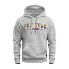 Moletom Canguru Estampado StreetWear Confortável Nova York Colorida