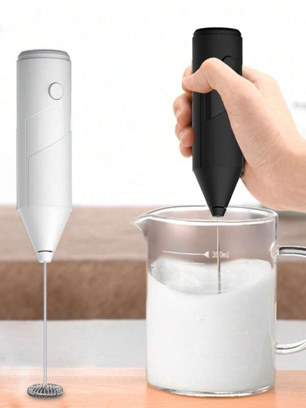 1 pieza Espumador de leche eléctrico de mano, Mini espumador de leche, Batidor de café, Mezclador inalámbrico, Alimentado por batería (2 x AA), Batidor de bebidas para la cocina, Batidor para mezclar café y leche