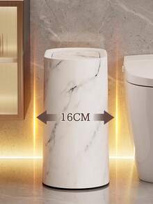 Kosz na śmieci z tworzywa sztucznego o fakturze marmuru z pokrywką, kwadratowy, odporny na zapachy kosz na śmieci, odpowiedni do łazienki, kuchni, salonu - nie wymaga zasilania, pasuje do wąskich przestrzeni