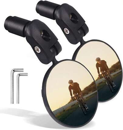 2-Piece Set Of Bicycle Side Mirrors, Bicycle Rearview Mirrors, Bicycle Side Mirrors, Cycling Rearview Mirrors, Bicycle Side Mirrors. Adjustable Handlebar Mount With Convex Mirror. Comes With A 5mm Hex Wrench For Easy Installation To Ensure The Safety Of Mountain Bike And Road Bike Riders.