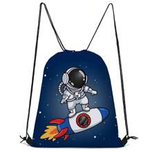Bolsa con cordón, mochila ligera, mochila estampada con camión/astronauta de varios colores, para deportes, senderismo y viajes, de material de poliéster duradero