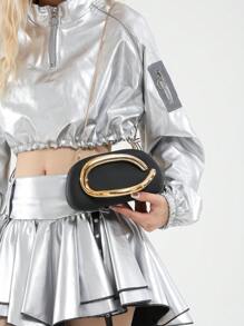 Sac embrayage décoré d'une boucle métallique élégante et simple, sac de soirée vintage avec chaîne métallique, idéal pour un cadeau de soirée de rendez-vous