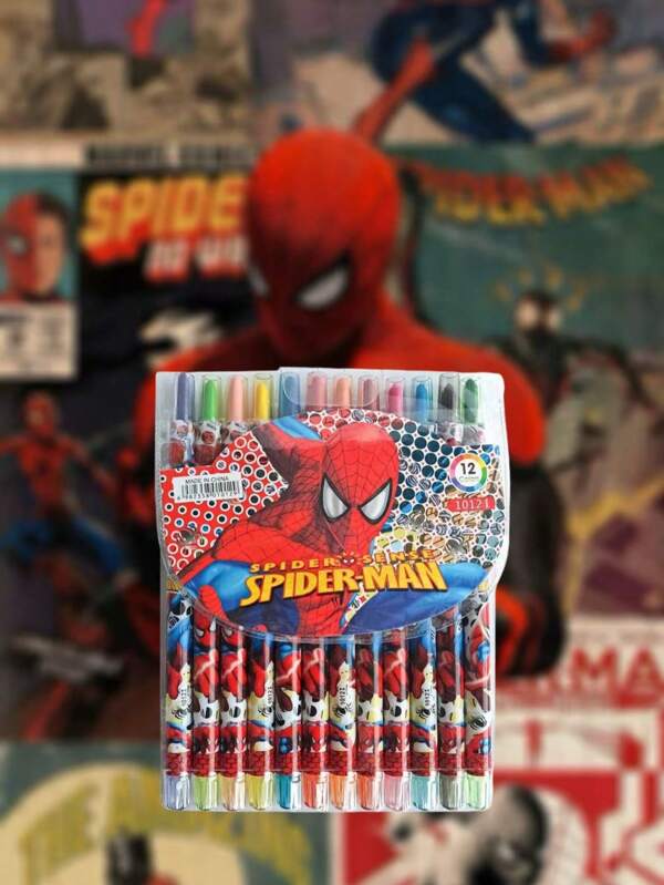 Marvel 12 piezas, Juego de bolígrafos multicolor de Super Hero Spider Man, Bolígrafos multicolor giratorios, Juego de papelería adecuado para entretenimiento diario, escritura, regalos de temporada de graduación, fiestas de cumpleaños, suministros de oficina, papelería, Serie de fans de Spider Man, oficina, fiestas de Marvel, Serie de fans de Spider Man