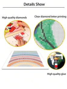 1pc 5D DIY Diamond Painting Rainbow Affirmation Wall Art, Inspirational Diamond Art Painting For Room, Living Room Or Classroom, Diamond Painting Tools Kits Included Diamond Painting Diamond Art - Multicolor - View 4
