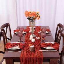 2 pièces l'ensemble : 1 nappe et 12 serviettes, tissu à fromage, style bohème campagnard, couleur crème, convient pour mariage, shower de mariée, jardin fête, rassemblement familial, anniversaire, décoration de la maison, événements festifs