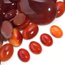 2-10pcs/Pack Natural Red Agate Stone Oval Cabochons, Multiple Styles & Sizes, Elegant Red Gemstone For DIY Jewelry, Suitable For Necklace, Ring, Bracelet, Accessory Decoration