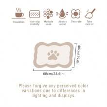 1 pièce Tapis d'alimentation exclusive pour animaux de compagnie, antidérapant, absorbant et facile à nettoyer avec drainage de l'eau pour chats et chiens, blanc/rose/gris, tapis à nourriture pour animaux de compagnie, tapis de séchage de plat, tapis de porte, décoration de la maison, décoration de cuisine, décoration de la chambre, cadeau parfait pour les amateurs d'animaux de compagnie, convient à toutes les tailles d'animaux de compagnie, petits chiens, gros chiens, chatons, lit pour animaux de compagnie - applicable pour la cuisine, la salle à manger, le comptoir, le bar, le salon, la salle de bain, polyvalent, avec fond en caoutchouc imperméable, doux et facile à ranger
