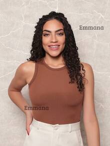 Kit 3 Women's Ribbed Tank Tops Basic Blouse Casual Sleeveless T-Shirt - Nâu\Be\Đen\Xám - Xem 4