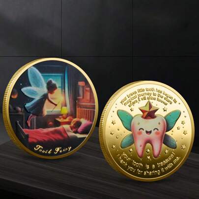 1pc Tooth Fairy Gold/Silver Coin Collection Reward Metal Commemorative Coin Toy, Butterfly Commemorative Coin, Awakening Commemorative Coin, Transformation Commemorative Coin, Lucky Coin (Multiple Styles Available)