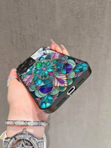 1pc Retro Gothic Style Colorful Floral Pattern High Definition Tempered Glass Phone Case, Compatible With Apple 16 Pro Max/15/14 Plus/13/12/11/XR/8P And Galaxy S25/S24/S23 Ultra/S22/S20/Note20/Note10/A56/A53/A34/A14/A11/A05/A03S