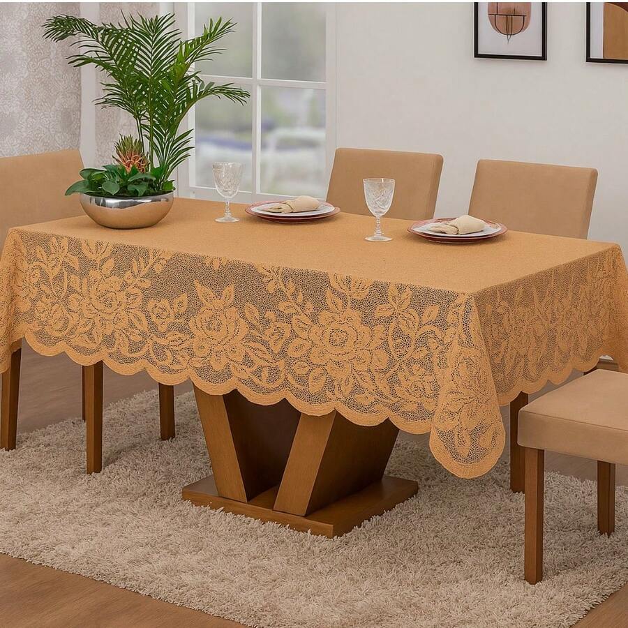 Kitchen Tablecloth With 6 Chairs Lace 2.30 X 1.50 - 金色 - 查看 1