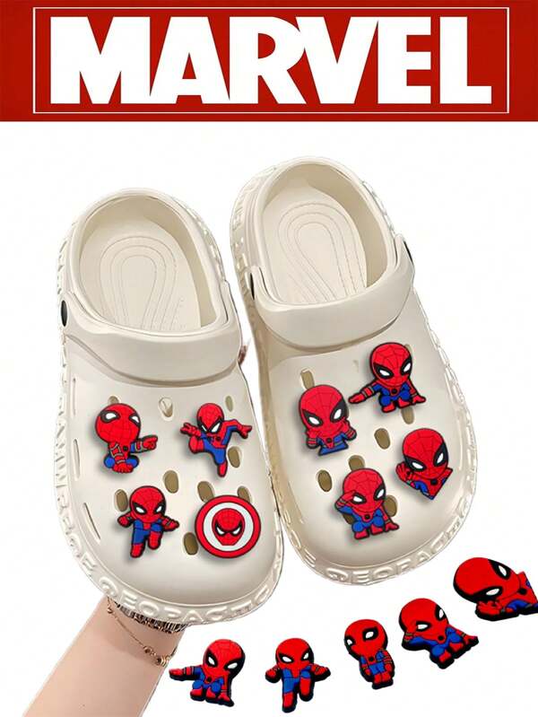 9Pcs Disney Series Marvel Shoe Clasp Shoe Flower Spider-Ma Garden Shoe Decoration Flower Decoration Shoe Accessories Non-Slip Shoes Personalized DIY Detachable Reusable Theme Party Rewards Birthday Holiday Gifts Graduation Party