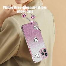 1 Set: Plating Heart Bracelet + Plating Shiny Phone Case + Heart DIY + Glitter Card Paper + Plating Glitter - Compatible With IPhone 16/15promax, A35/A15, S24/S25, Whole Set Phone Case, Also Compatible With Apple, Moto/Redminote14 Waterproof Shockproof Anti-Fall Scratch Resistant,International Version, Not The Domestic Version - Pink - View 5