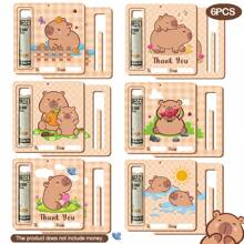 6pcs Colorful Paper Capybara Money Holder – Festive Cash Gift Card Holders Featuring "Thank You" Messages, Capybara Designs For Anyone's Special Day, Birthday Decorations