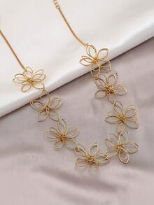 1pc Minimalist Floral Necklace, Practical & Versatile - Yellow Gold - View 2
