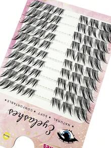 60pcs 10Rows Fox Cat Cluster Lashes Natural Look Fluffy Faux Mink False Eyelashes Sexy Lashes Extension Makeup Lash Clusters Manga Lashes Fox Cat Eye Lashes Left & Right Individual Lashes Wispy DIY Lash Extension Natural Cluster Lashes For Home Party, Valentine's Day, Traveling, Photoshoot, Festivals Makeup-6 Lash Clusters,Eye Lash Clusters,Individual Eyelashes,Lashes,Fake Lashes - Black - View 4