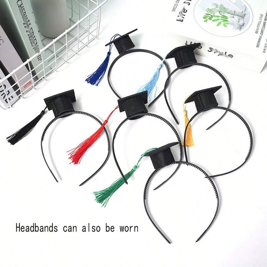 5pcs Mini Graduation Hats Hair Clips, Students Graduation Decor Headbands, Graduation Photo Props