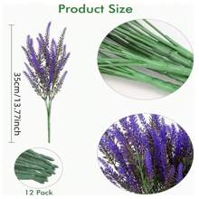 10 pièces de fleurs de lavande artificielles résistantes aux UV - plantes en plastique artificielles résistant à la décoloration, pour le jardin, le porche, la décoration de la boîte de fenêtre (violet classique)