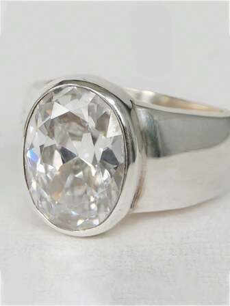 1pc Geometric Zirconia Size Adjustable Ring, Silver Color, Copper, Suitable For Men & Women, Daily Wear & Party Gift, Size 6-10