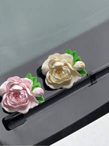 1pc Jasmine Flower Air Freshener, Car Air Vent Clip Decoration, High-End Interior Accessory, Air Conditioning Outlet Decoration, Pink, Yellow, Green Color, Floral Design